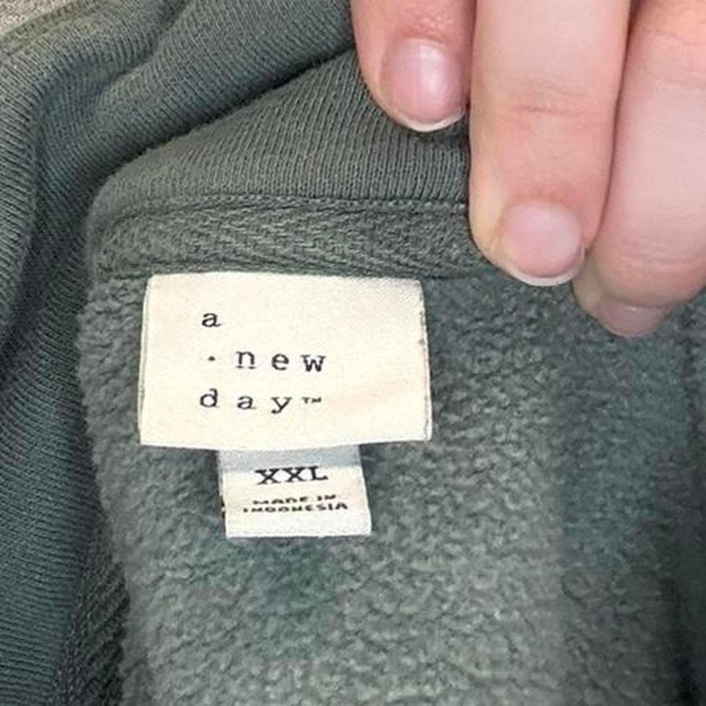 Sage Green 1/4 Zip Fleece‎ Pullover XXL Oversized - Picture 4 of 4